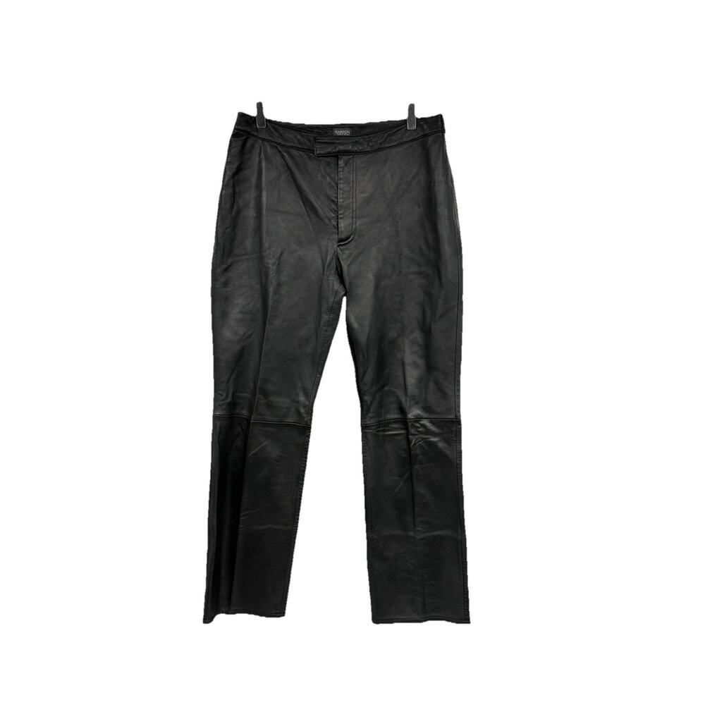 Vintage Garson By Rem Garson Black Leather Pants Edgy Biker Women’s Size 12‎ P